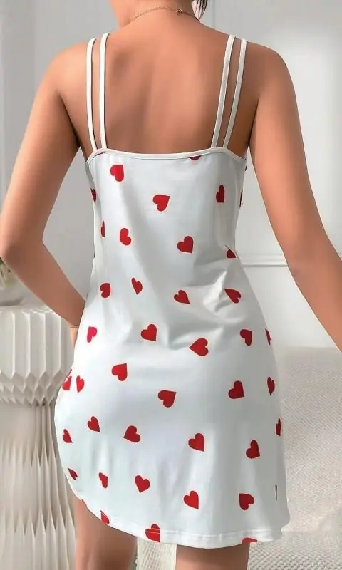 3790 Kadın Kalpli Gecelik L-Xl Beden 2