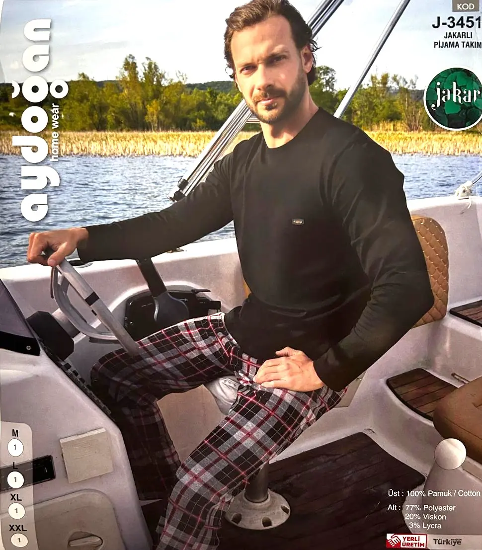 Aydoğan Erkek Jakarlı Uzun Kollu Pijama Takımı L Beden 3451