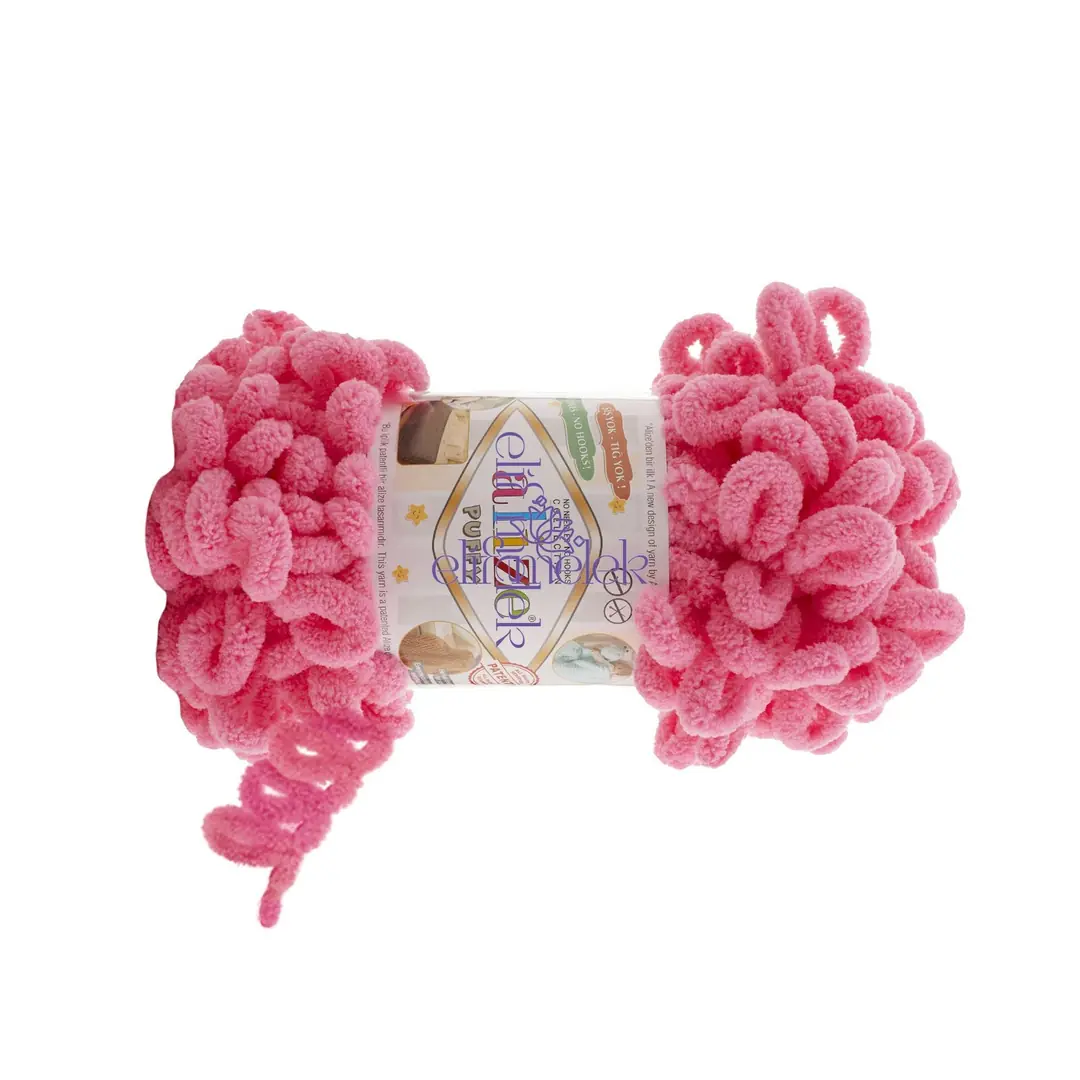 Alize Puffy 377 Canlı Pembe Örgü İpi 2
