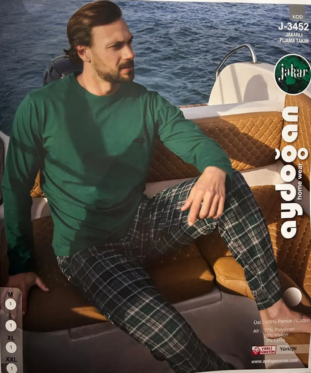 Aydoğan Erkek Jakarlı Uzun Kollu Pijama Takımı XL Beden 3452