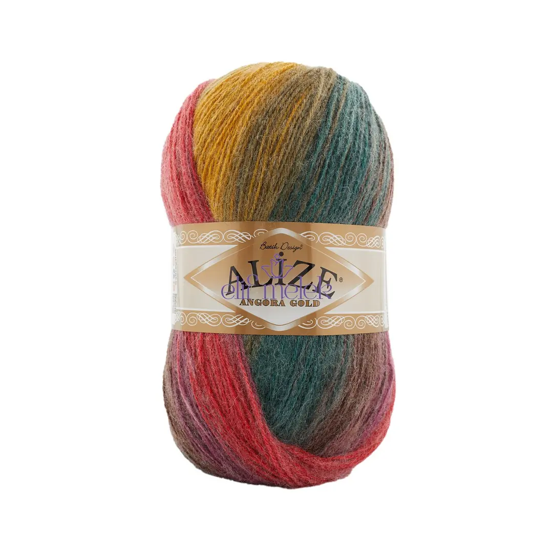Alize Angora Gold Batik Sarı Yeşil Pembe 3368