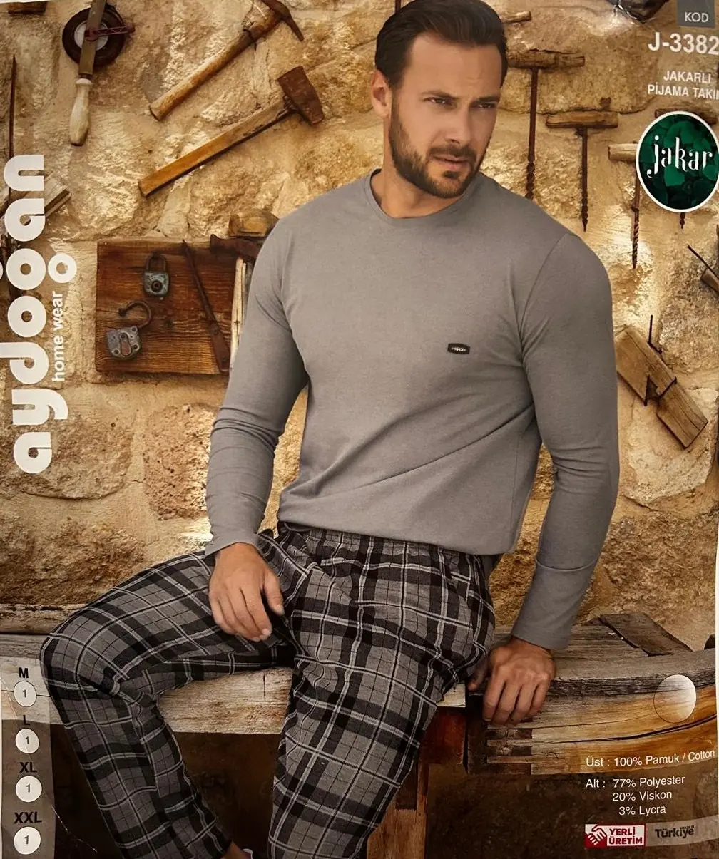 Aydoğan Erkek Jakarlı Uzun Kollu Pijama Takımı M Beden 3382