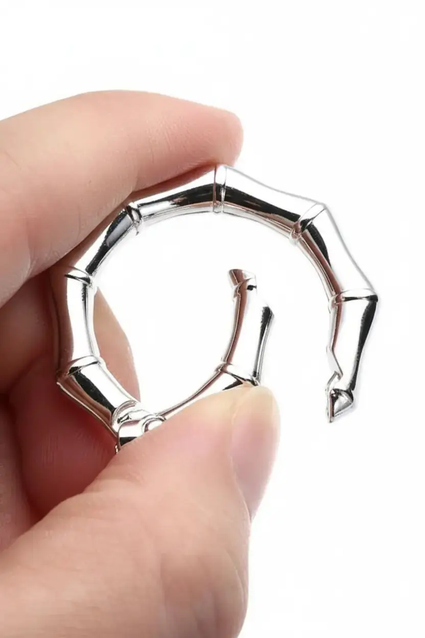 9 Köşeli Metal Yaylı Çanta Halkası 3,5 cm Gümüş 3
