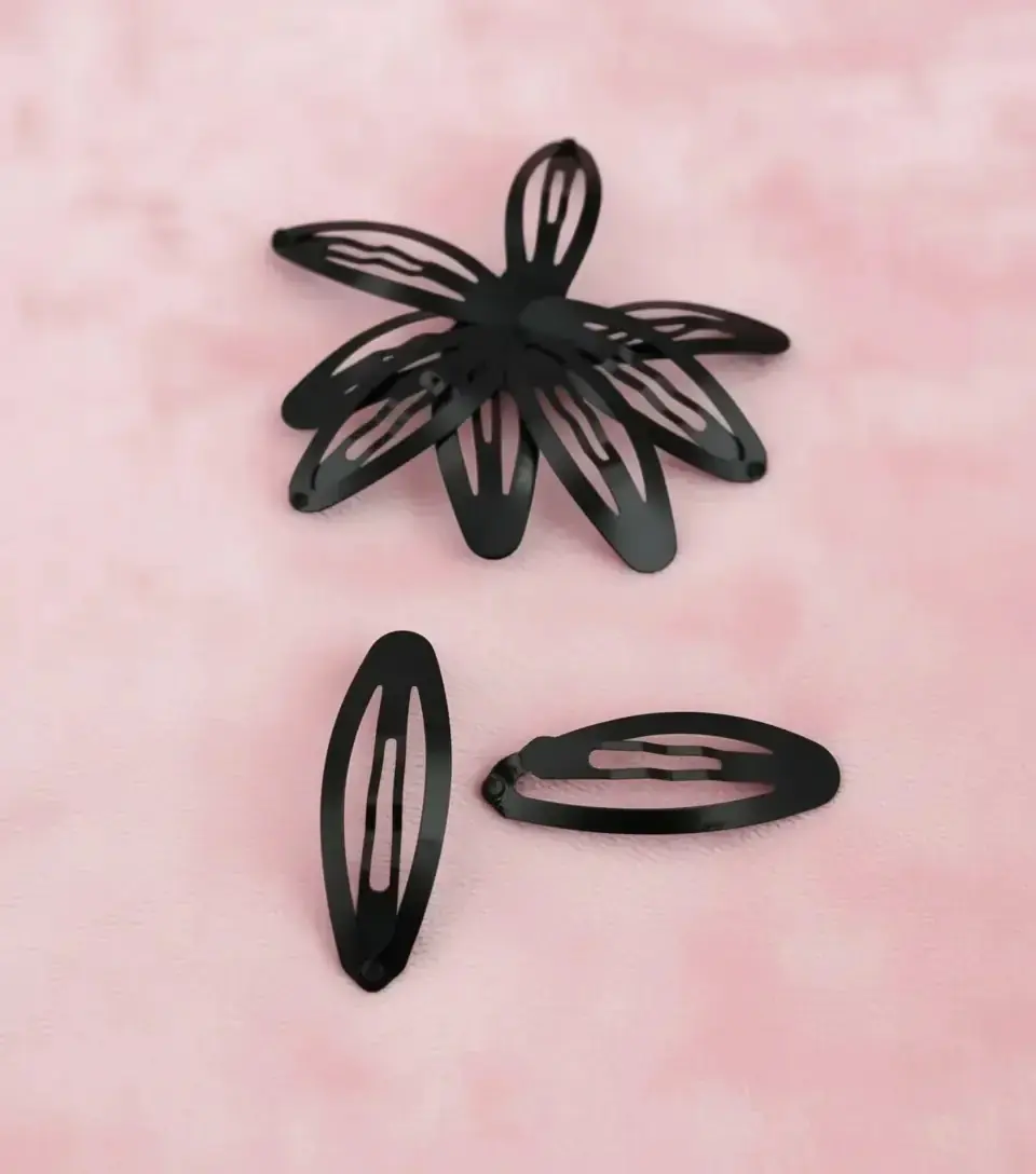 5 cm Oval Metal Çıtçıt Toka Siyah Kaplama 2