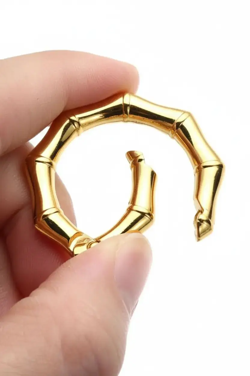 9 Köşeli Metal Yaylı Çanta Halkası 3,5 cm Gold 3