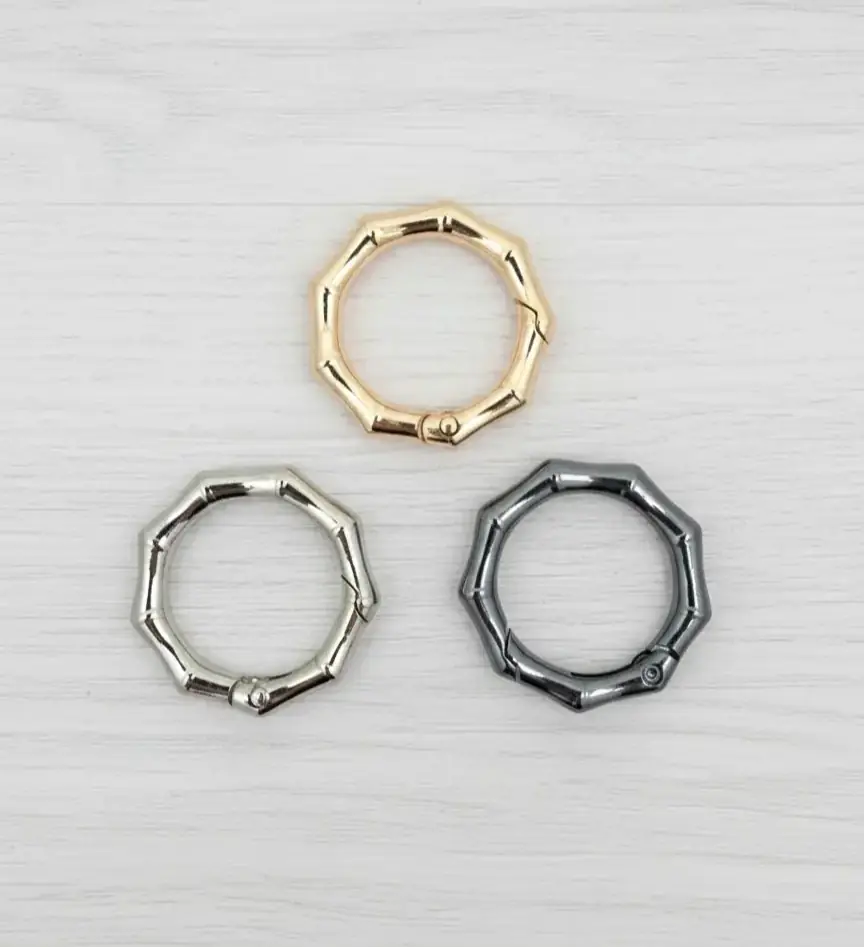9 Köşeli Metal Yaylı Çanta Halkası 3,5 cm Gold 4