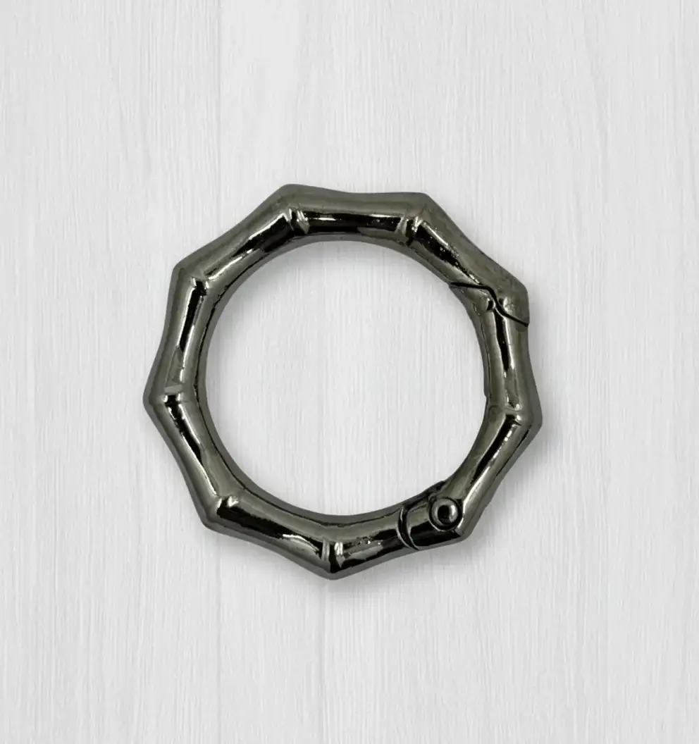9 Köşeli Metal Yaylı Çanta Halkası 3,5 cm Füme