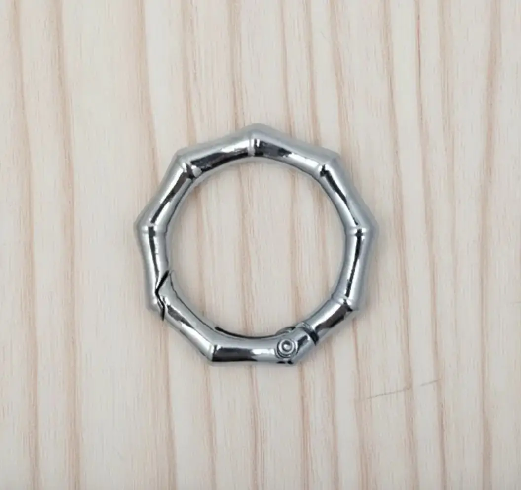 9 Köşeli Metal Yaylı Çanta Halkası 3,5 cm Gümüş