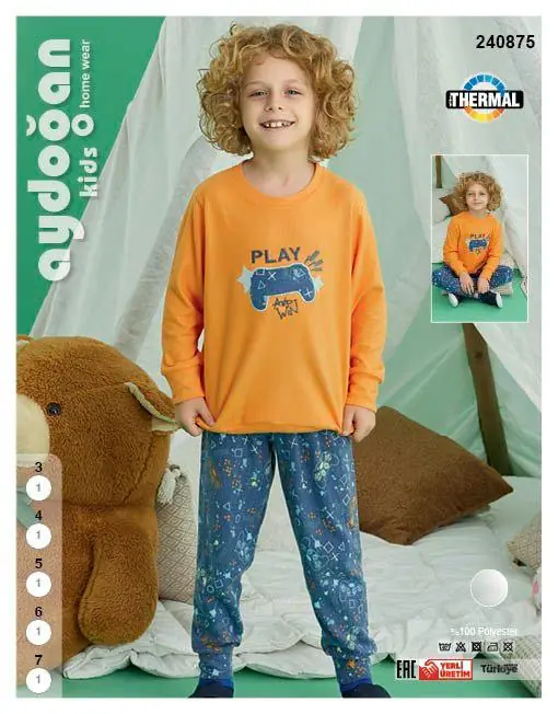 Aydoğan Erkek Çocuk Termal Uzun Kollu Pijama Takımı 7 Beden 240875