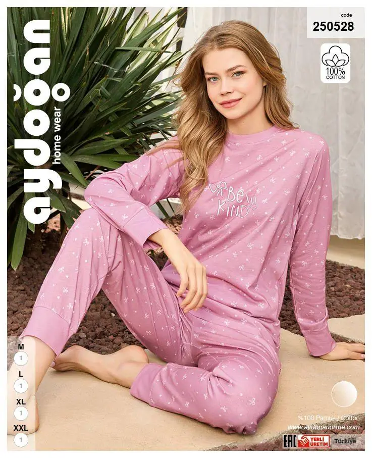 Aydoğan Kadın Ribana Bisiklet Yaka Uzun Kollu Pijama Takımı XL Beden 250528