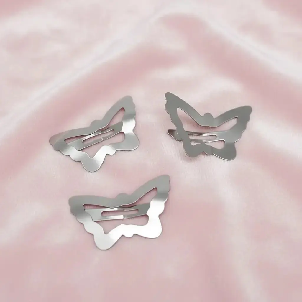 4 cm Kelebek Metal Çıtçıt Toka Nikel Kaplama