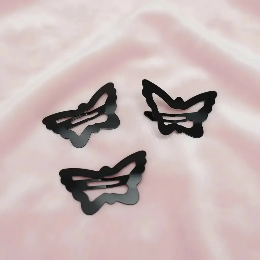 4 cm Kelebek Metal Çıtçıt Toka Siyah Kaplama