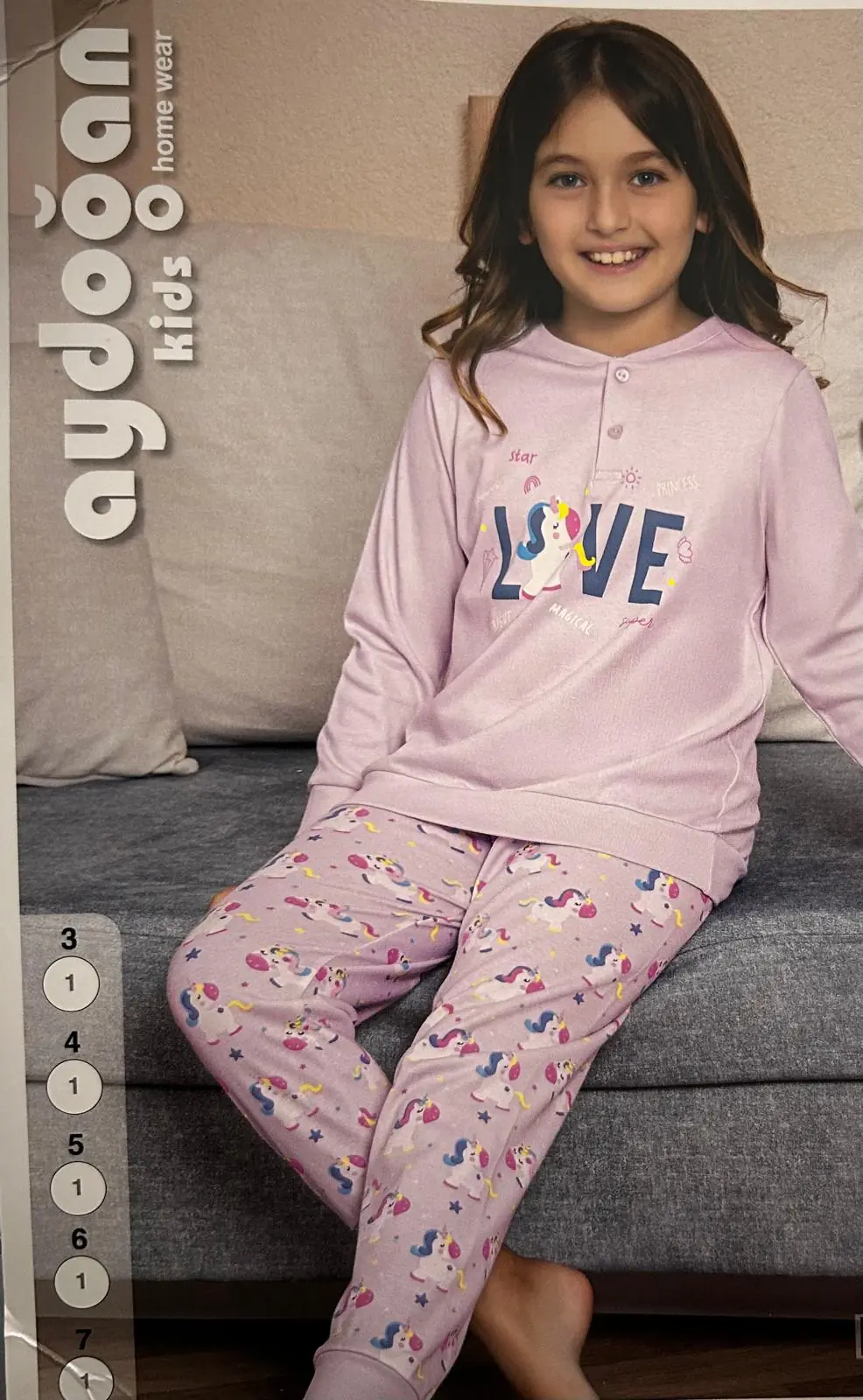 Aydoğan Kız Çocuk Uzun Kollu Pijama Takımı 3 Beden 250626