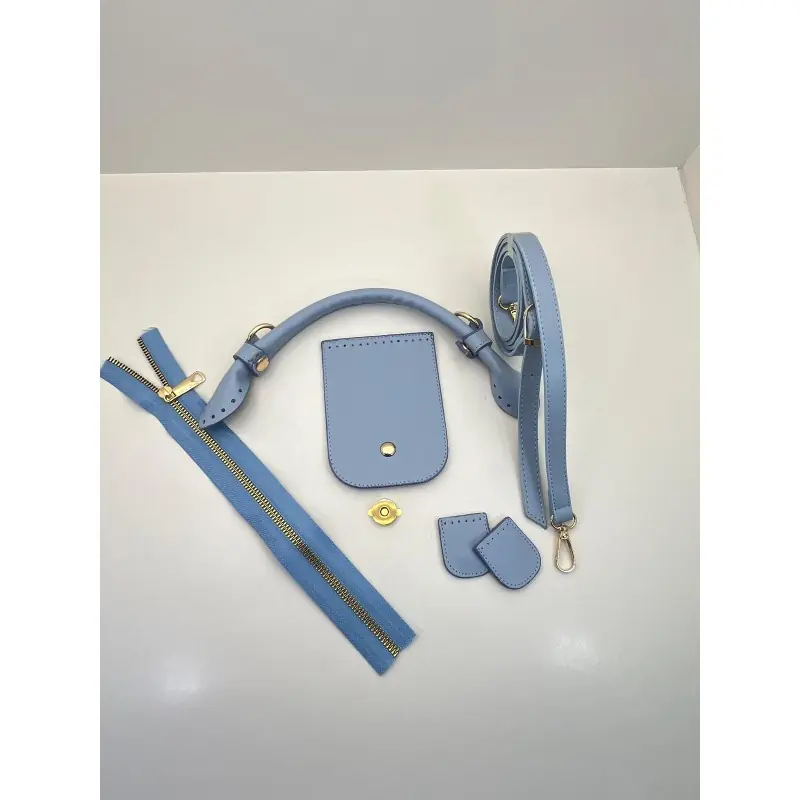 Parla Kit-Kulp ve Askılı Deri Çanta Yapım Seti-Mavi 1