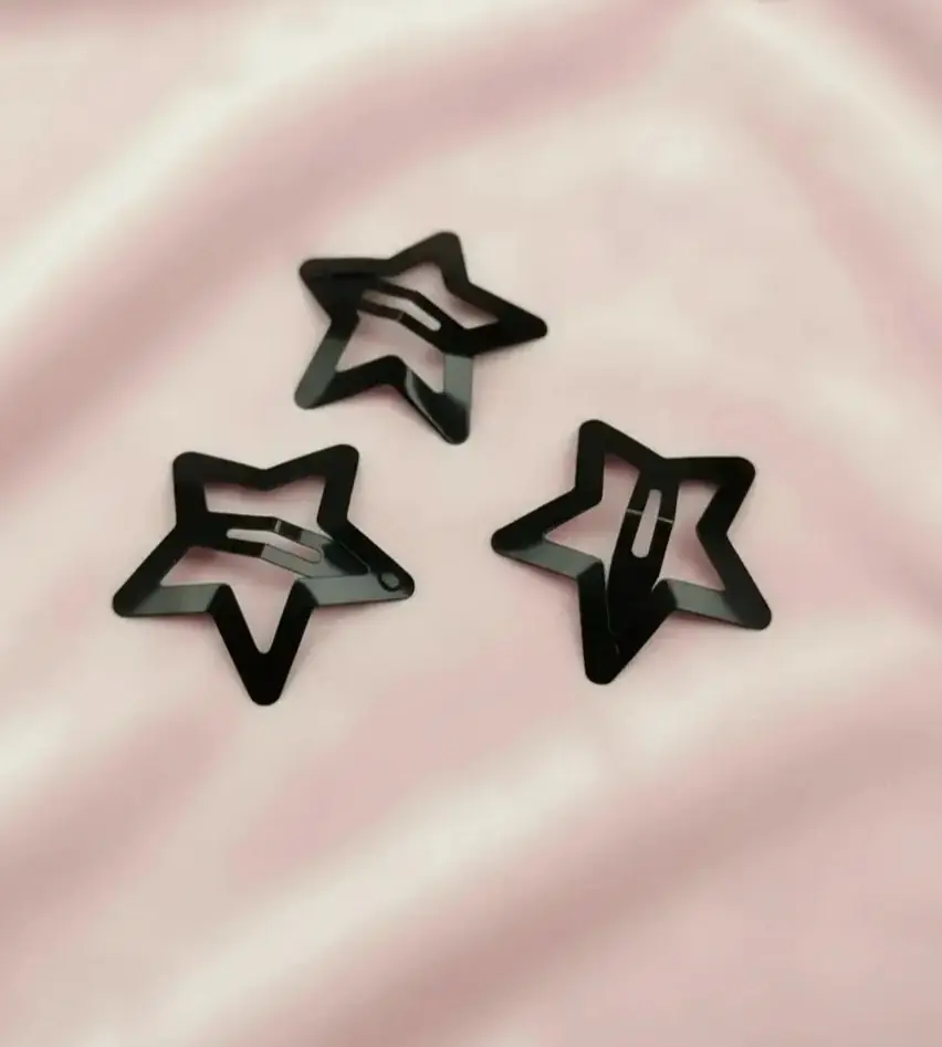 4 cm Yıldız Metal Çıtçıt Toka Siyah Kaplama