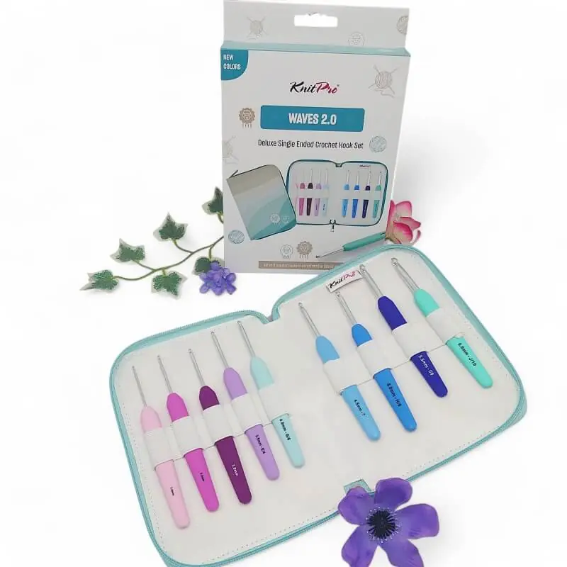KnitPro Waves 2.0 Deluxe Tek Uçlu Tığ Seti 9 lu