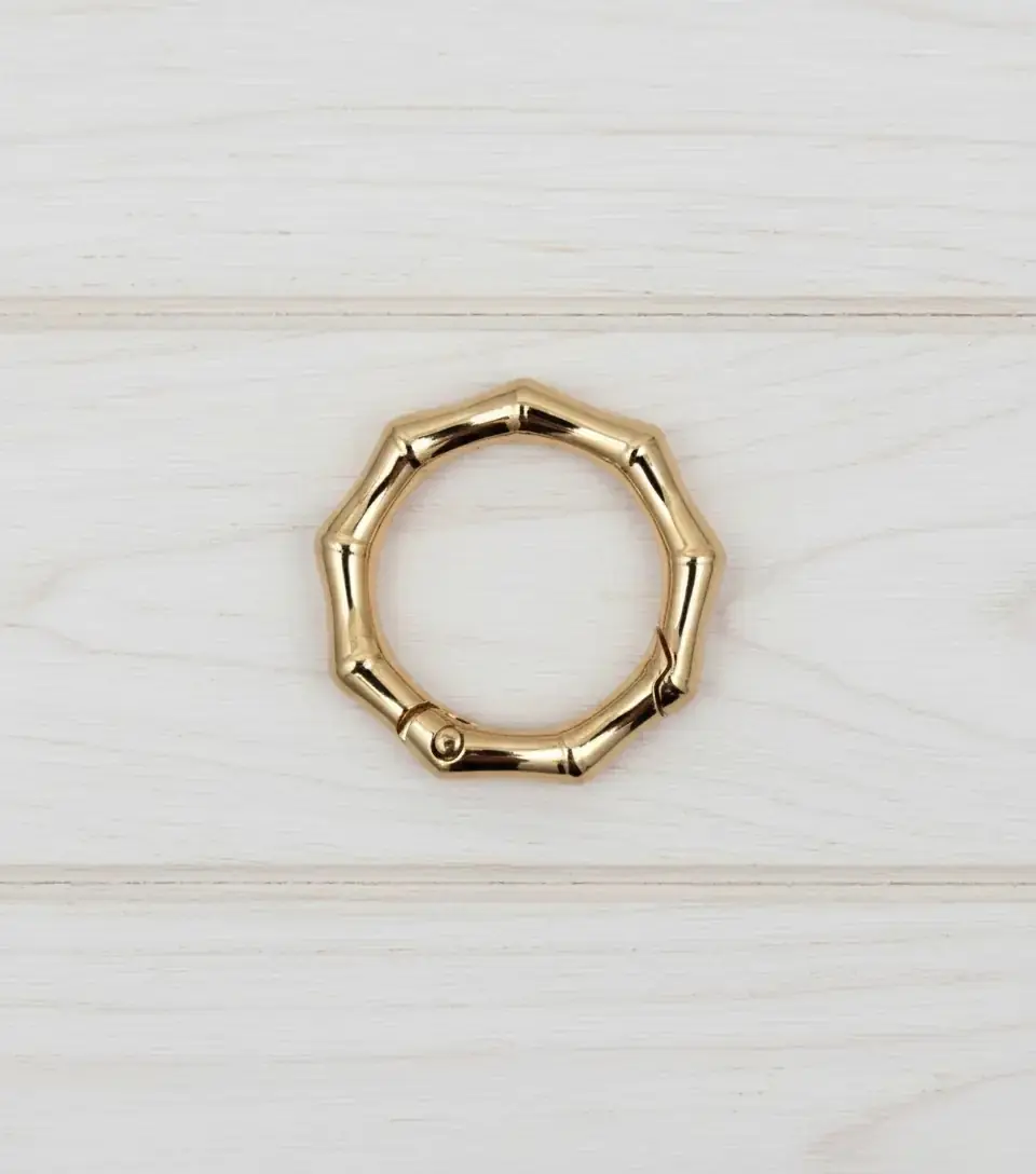 9 Köşeli Metal Yaylı Çanta Halkası 3,5 cm Gold
