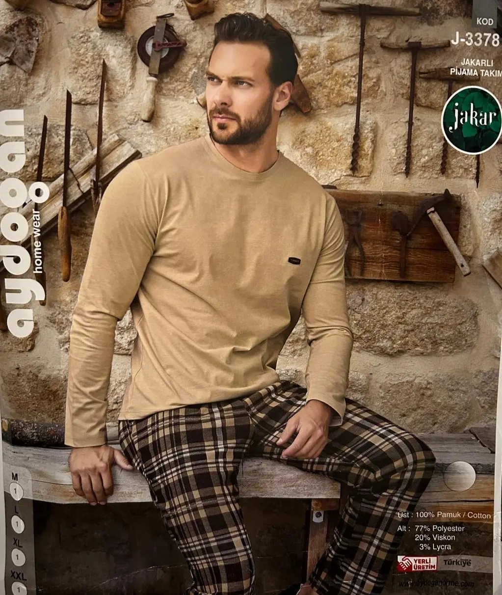 Aydoğan Erkek Jakarlı Uzun Kollu Pijama Takımı M Beden 3378