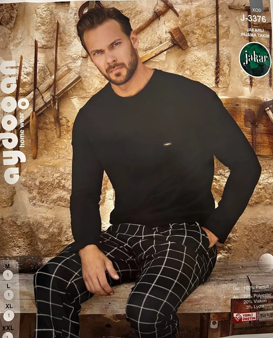 Aydoğan Erkek Jakarlı Patlı Uzun Kollu Pijama Takımı M Beden 3376