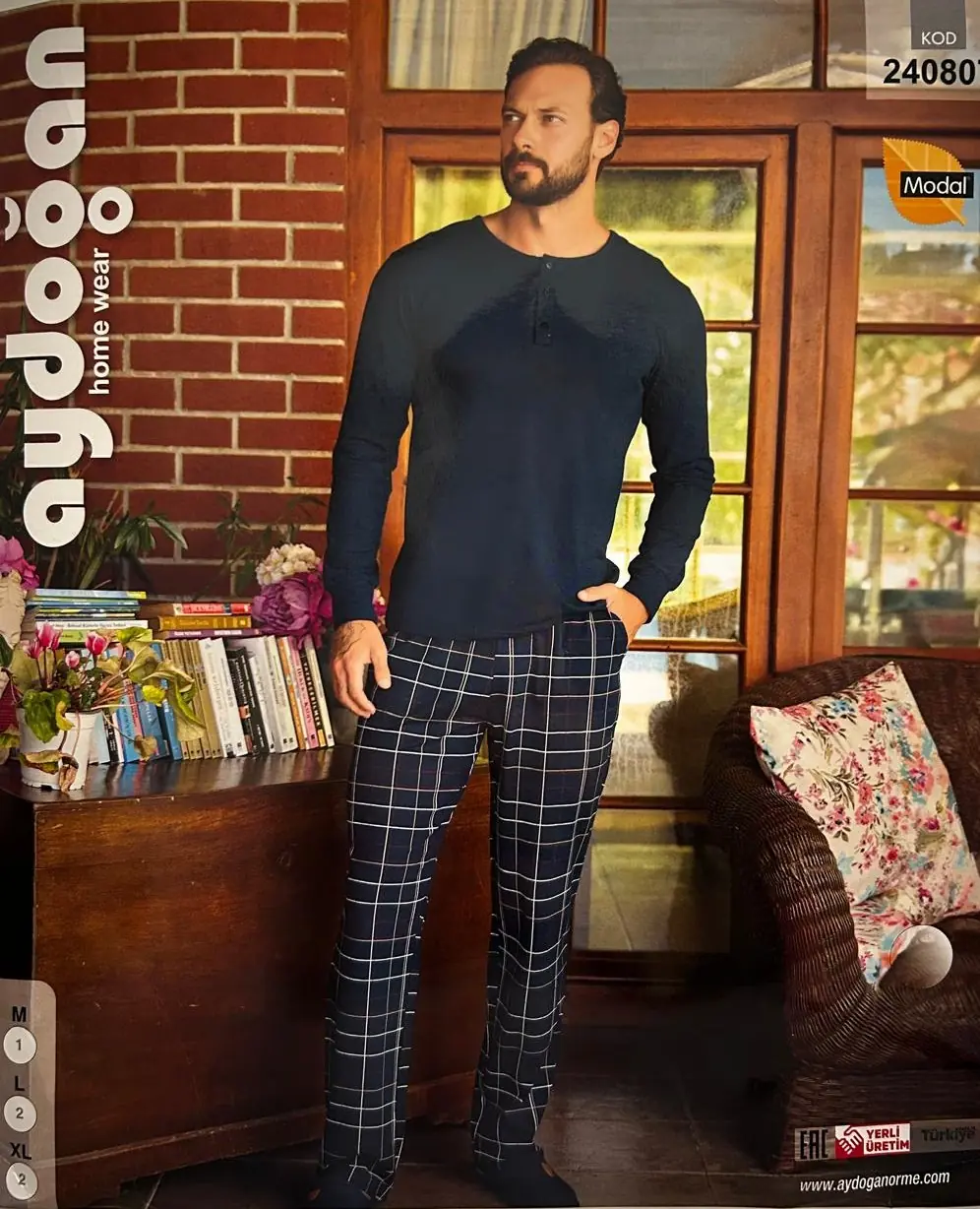 Aydoğan Erkek Patlı Uzun Kollu Modal Pijama Takımı XL Beden 240807