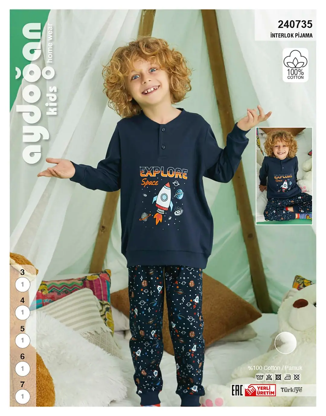 Aydoğan Erkek Çocuk Uzun Kollu Pijama Takımı 4 Beden 240735