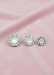 Metalize 3 Boy Düğme H2 Büyük Gümüş-5 adet 2