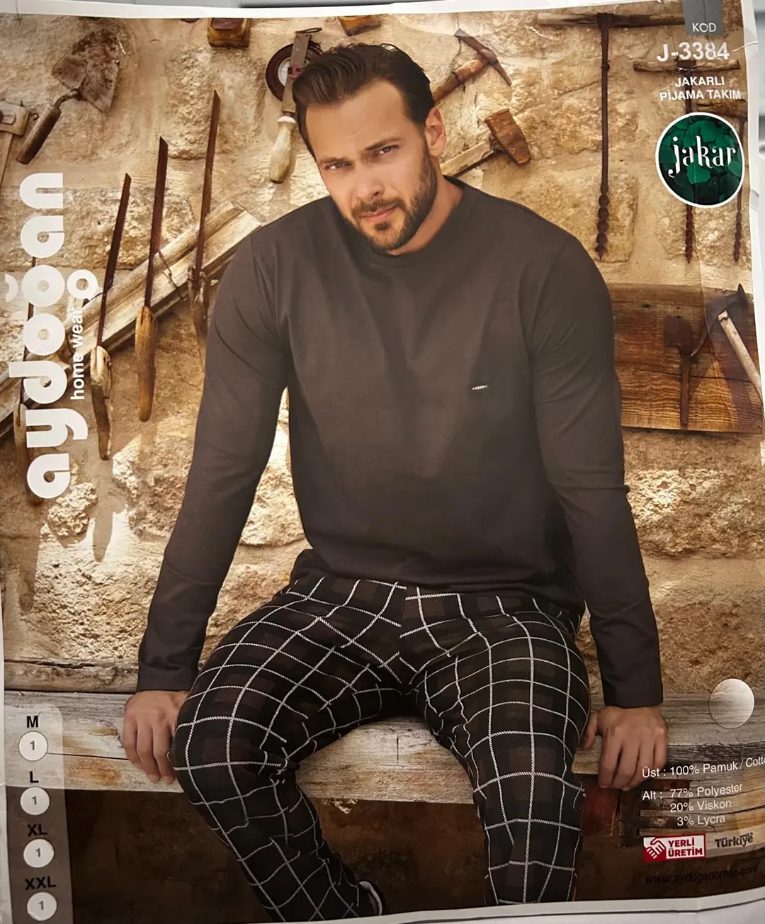 Aydoğan Erkek Jakarlı Uzun Kollu Pijama Takımı M Beden 3384