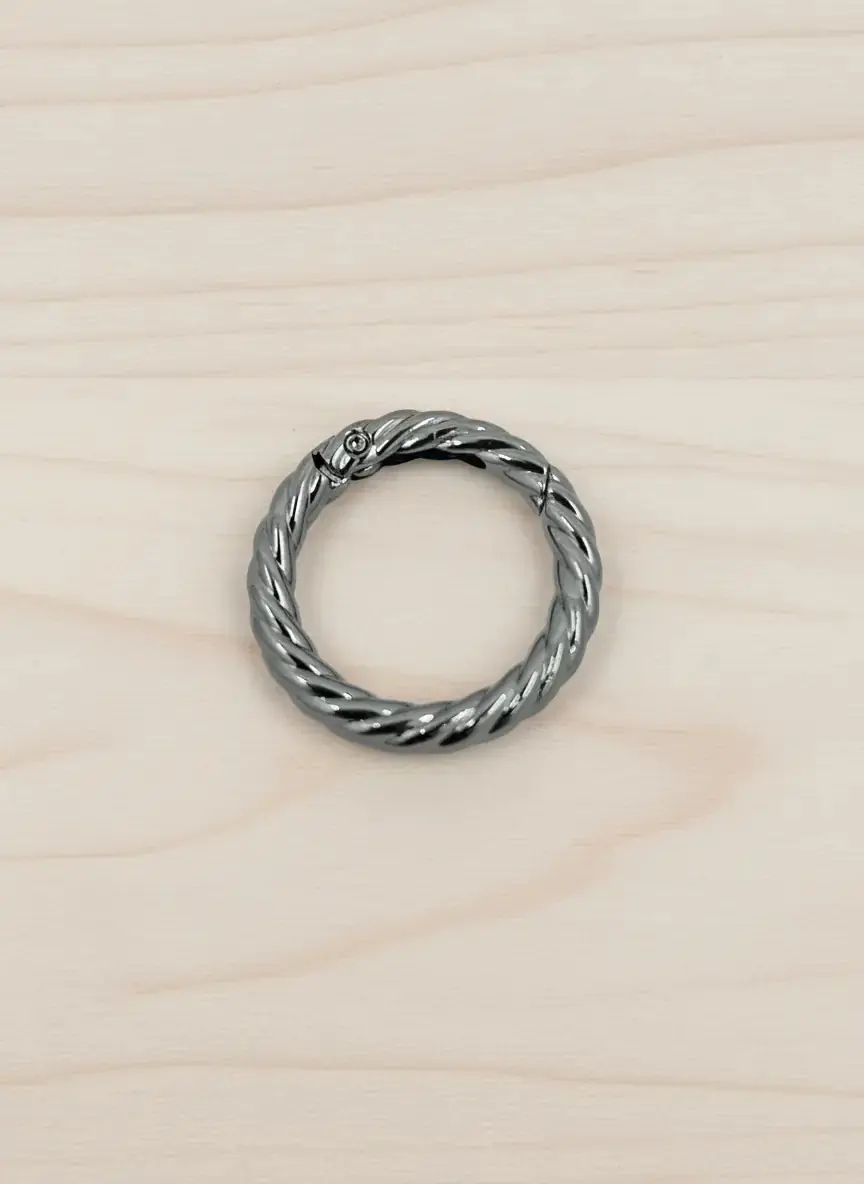 Metal Yaylı Burgu Çanta Halkası 3 cm Füme