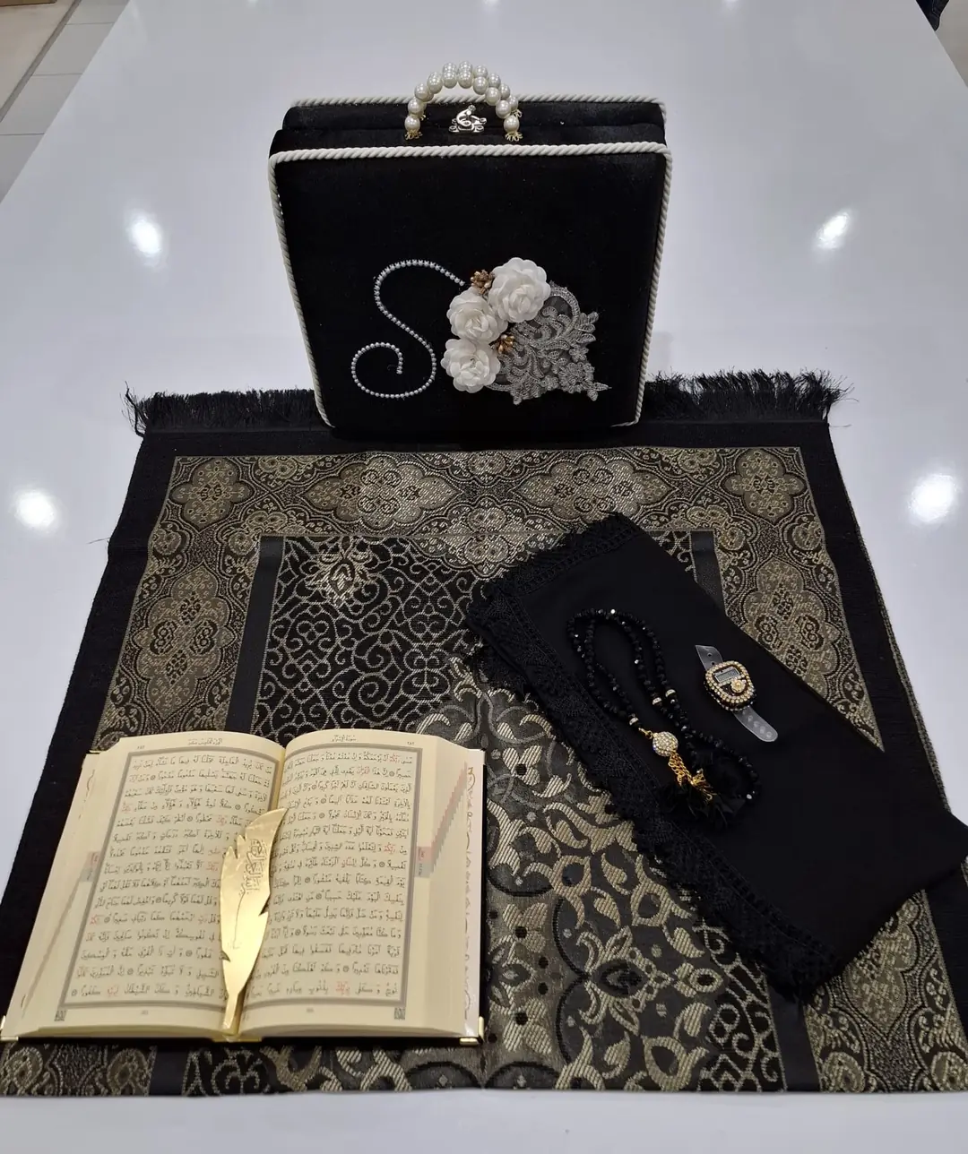 Kombin İncili Çantalı Set Model 5 3