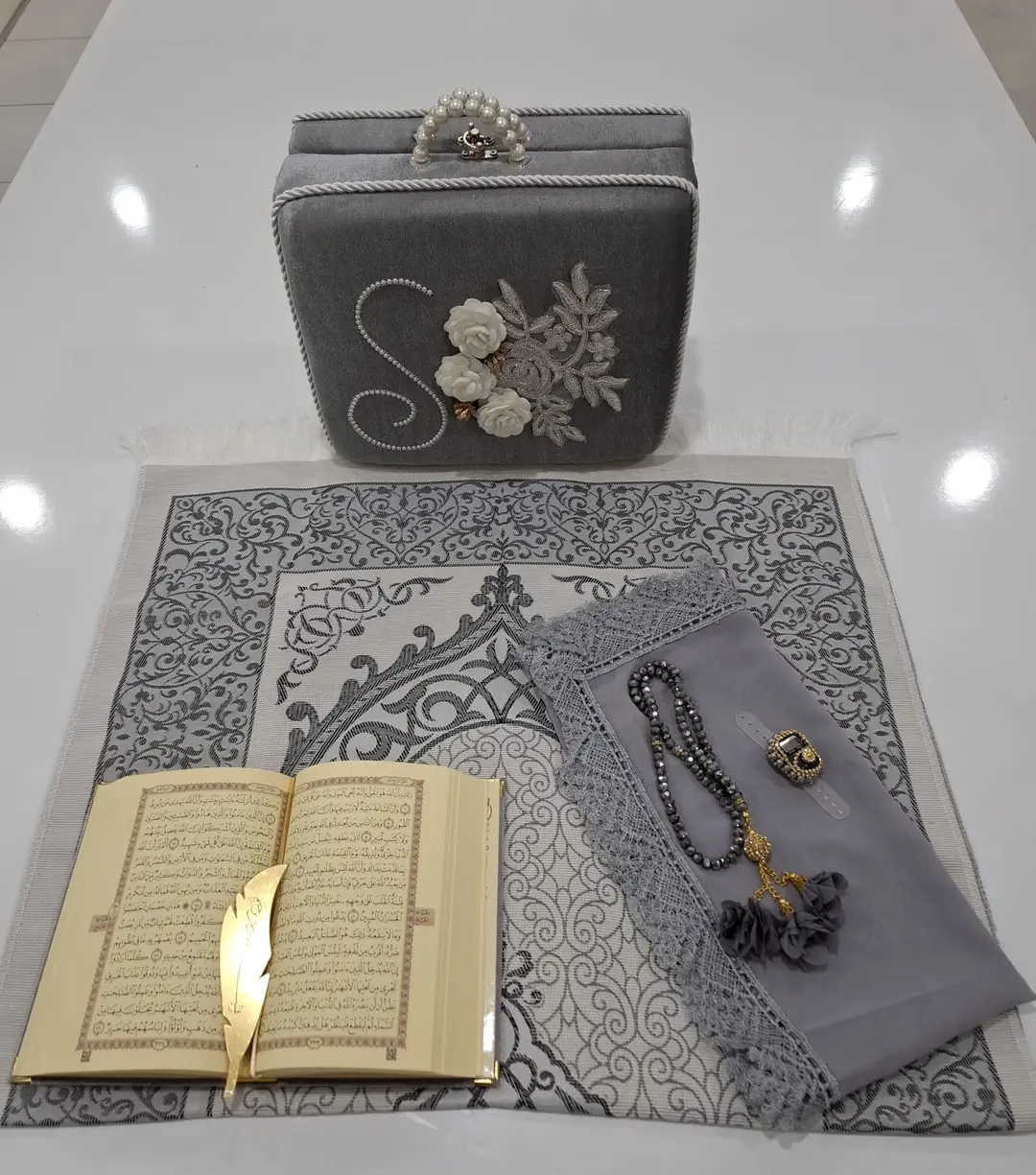 Kombin İncili Çantalı Set Model 6 3
