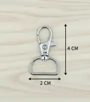 2 cm Yaylı Papağan Kanca Çanta -Anahtarlık Klipsi Gümüş-2 adet 2